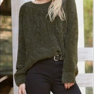 Pacsun LA Hearts Fuzzy Army Green Sweater